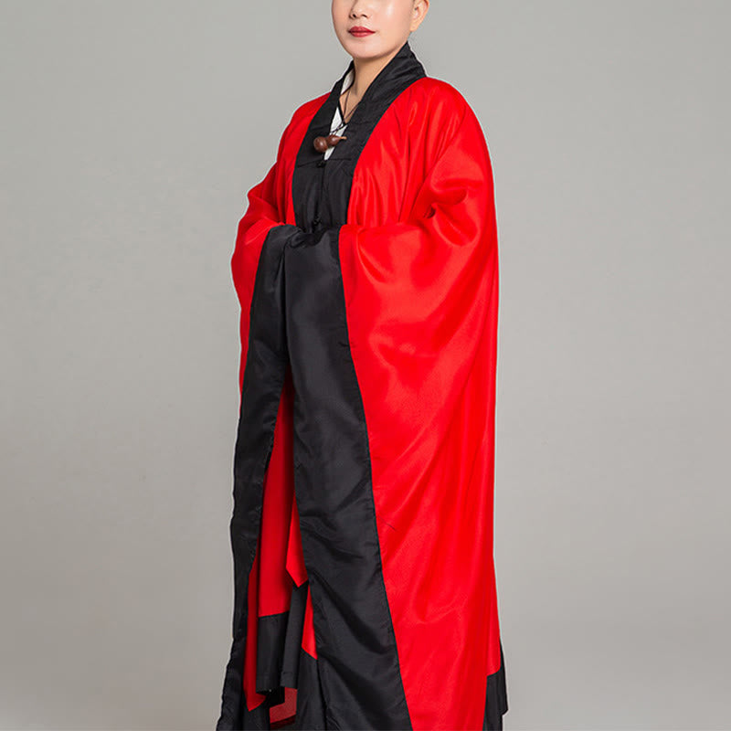 Wudang Solid Color Long Wide Sleeve Unisex Taoist Robe Kimono For Qigong Tai Chi Ceremony