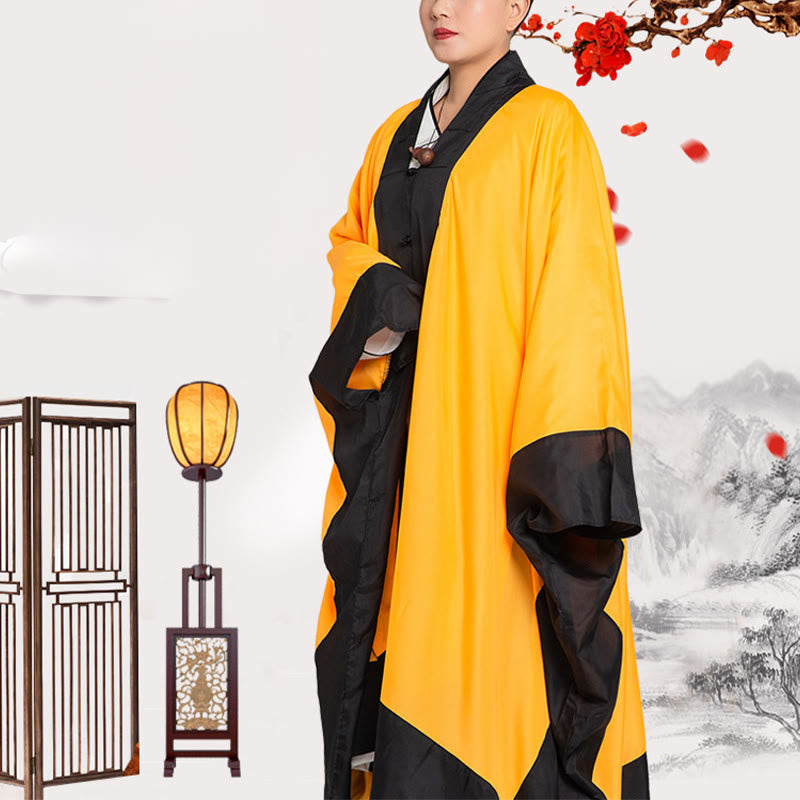 Wudang Solid Color Long Wide Sleeve Unisex Taoist Robe Kimono For Qigong Tai Chi Ceremony