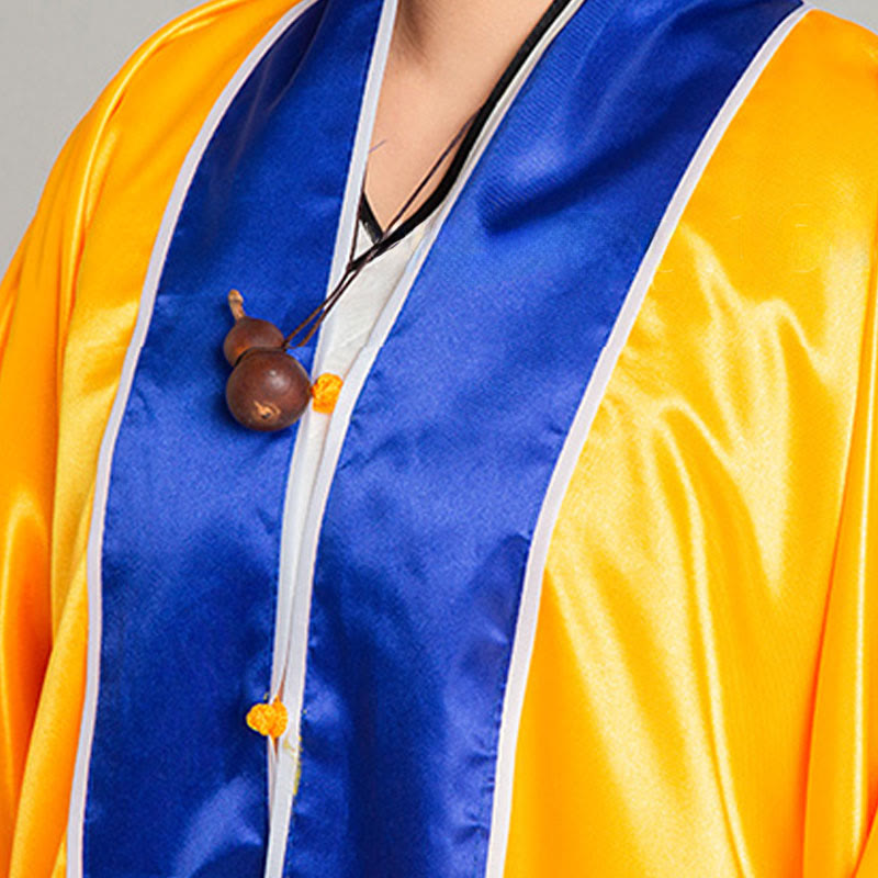 Wudang Crane Embroidery Long Wide Sleeve Unisex Taoist Robe Gown Kimono For Qigong Tai Chi Ceremony