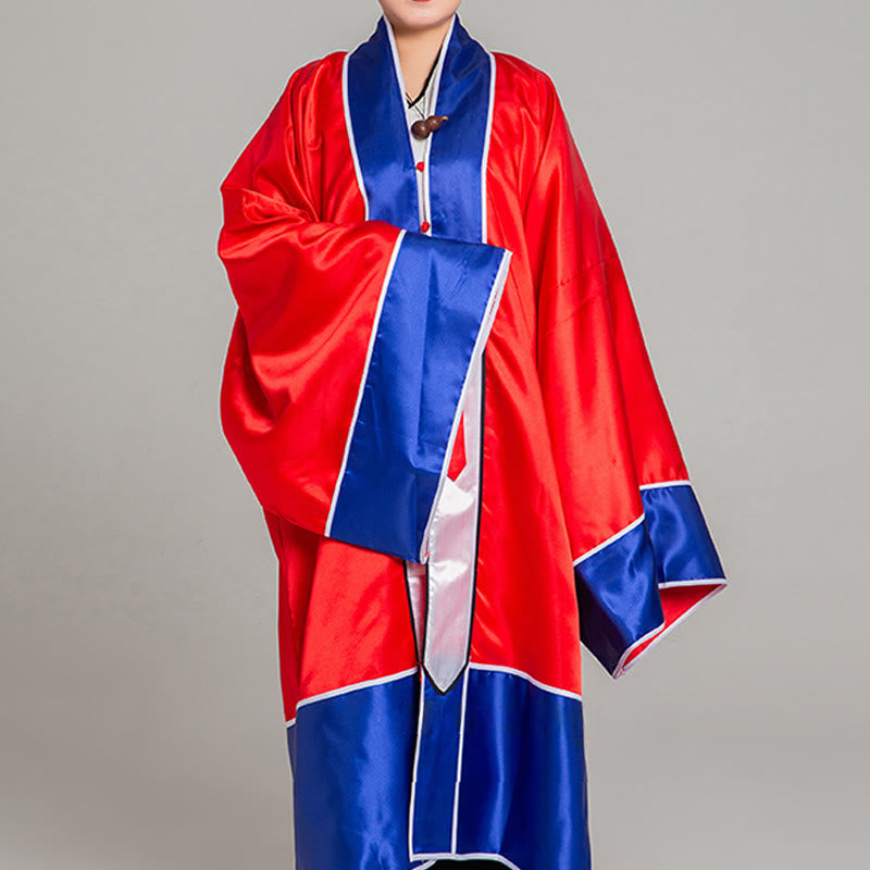 Wudang Crane Embroidery Long Wide Sleeve Unisex Taoist Robe Gown Kimono For Qigong Tai Chi Ceremony