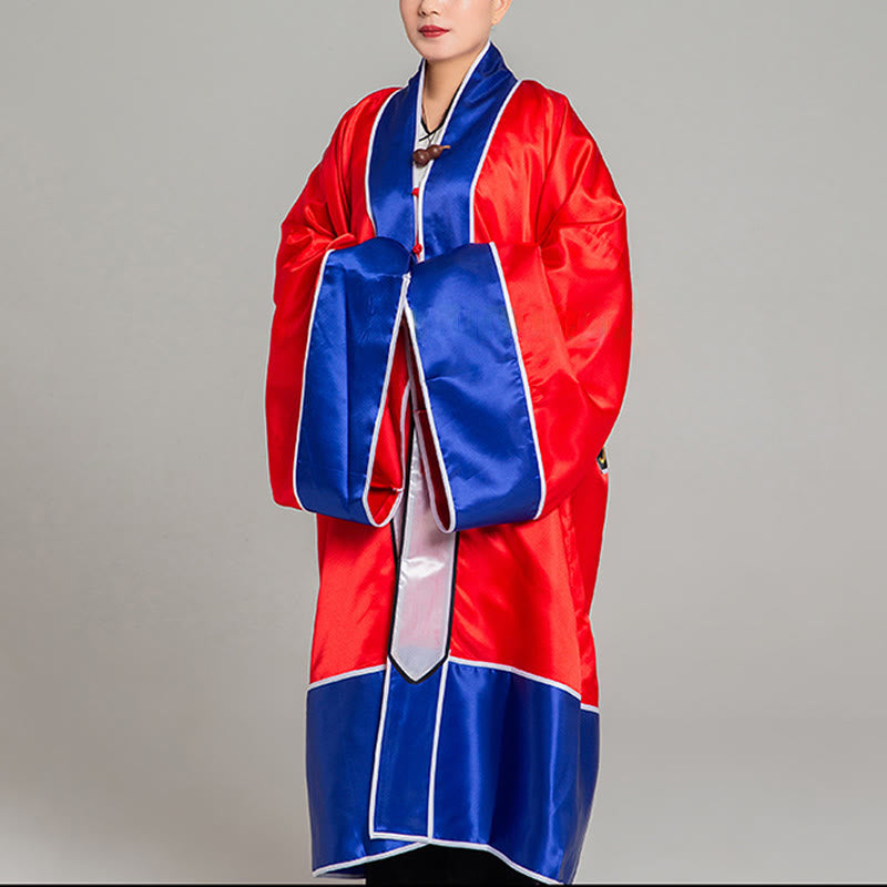 Wudang Crane Embroidery Long Wide Sleeve Unisex Taoist Robe Gown Kimono For Qigong Tai Chi Ceremony