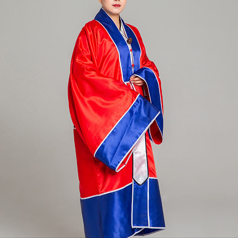 Wudang Crane Embroidery Long Wide Sleeve Unisex Taoist Robe Gown Kimono For Qigong Tai Chi Ceremony