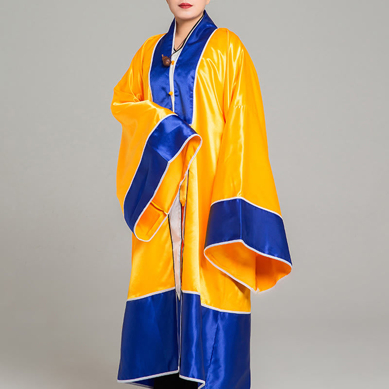 Wudang Crane Embroidery Long Wide Sleeve Unisex Taoist Robe Gown Kimono For Qigong Tai Chi Ceremony