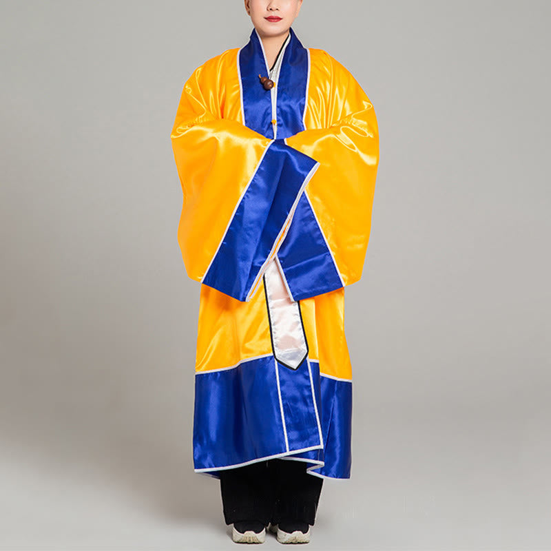 Wudang Crane Embroidery Long Wide Sleeve Unisex Taoist Robe Gown Kimono For Qigong Tai Chi Ceremony