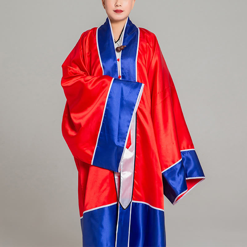 Wudang Crane Embroidery Long Wide Sleeve Unisex Taoist Robe Gown Kimono For Qigong Tai Chi Ceremony