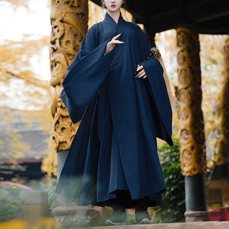 Linen Long-Sleeve Flowing Ceremonial Taoist Robe for Mindful Movement