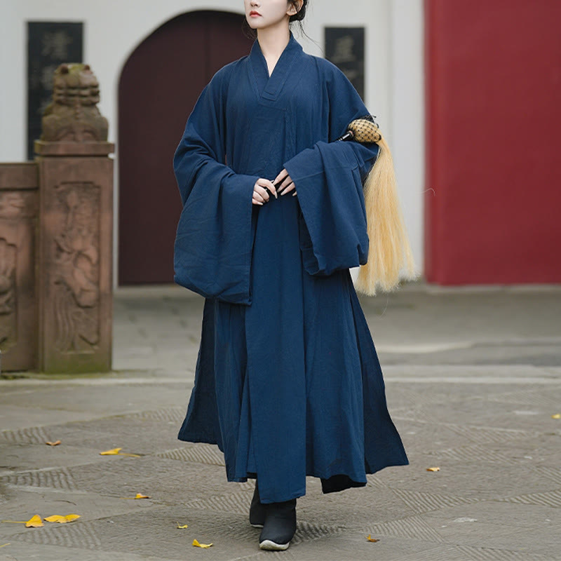 Linen Long-Sleeve Flowing Ceremonial Taoist Robe for Mindful Movement