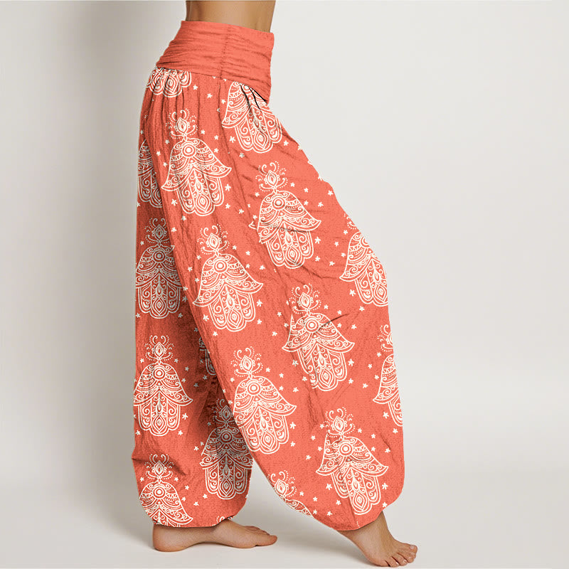 Breathable Cotton Hamsa Print Mindful Movement Harem Pants