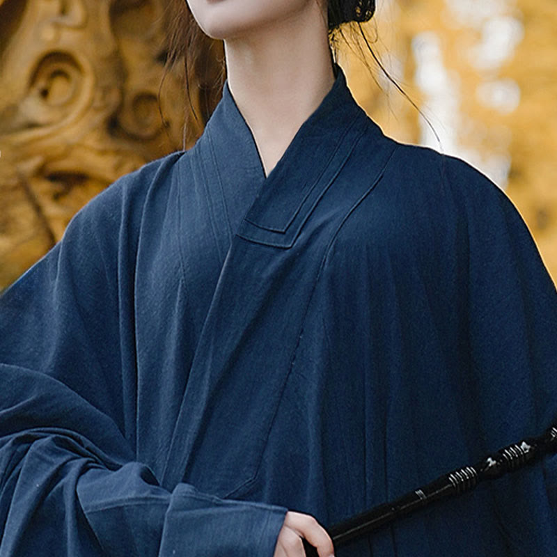 Linen Long-Sleeve Flowing Ceremonial Taoist Robe for Mindful Movement