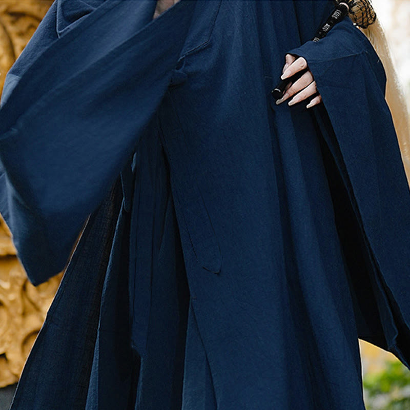 Linen Long-Sleeve Flowing Ceremonial Taoist Robe for Mindful Movement