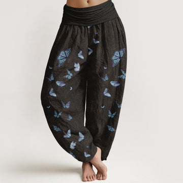 Tactile Cotton Botanical Print Adaptive Meditation Harem Pants