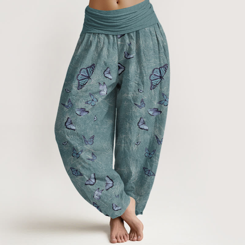 Tactile Cotton Botanical Print Adaptive Meditation Harem Pants