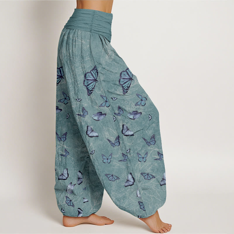 Tactile Cotton Botanical Print Adaptive Meditation Harem Pants
