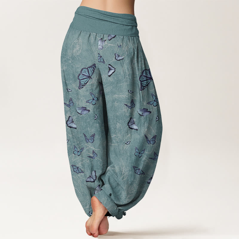 Tactile Cotton Botanical Print Adaptive Meditation Harem Pants