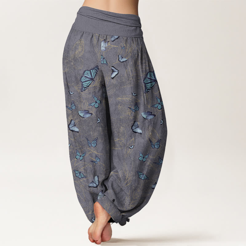 Tactile Cotton Botanical Print Adaptive Meditation Harem Pants