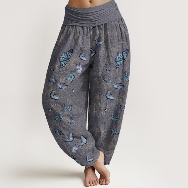 Tactile Cotton Botanical Print Adaptive Meditation Harem Pants
