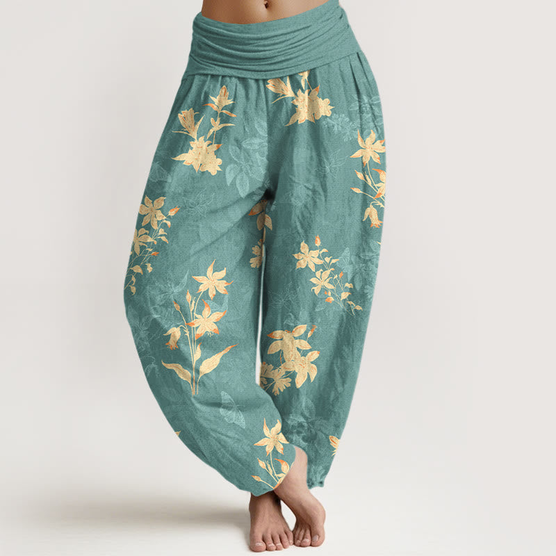 Pure Cotton Botanical Print Mindful Movement Harem Pants