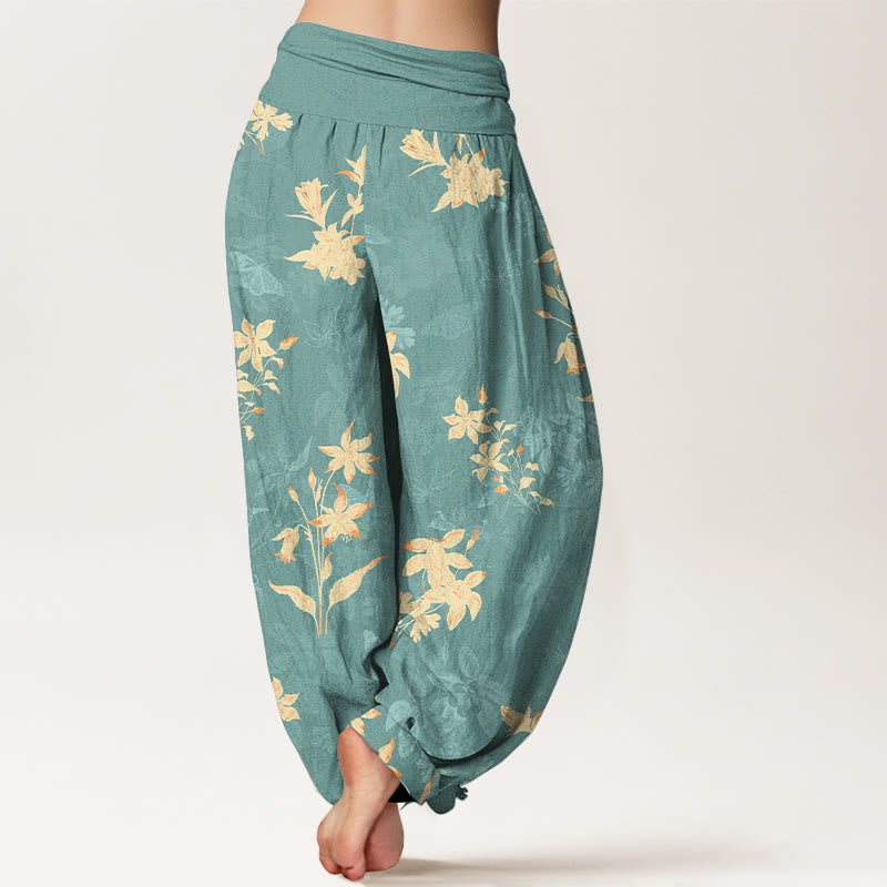Pure Cotton Botanical Print Mindful Movement Harem Pants