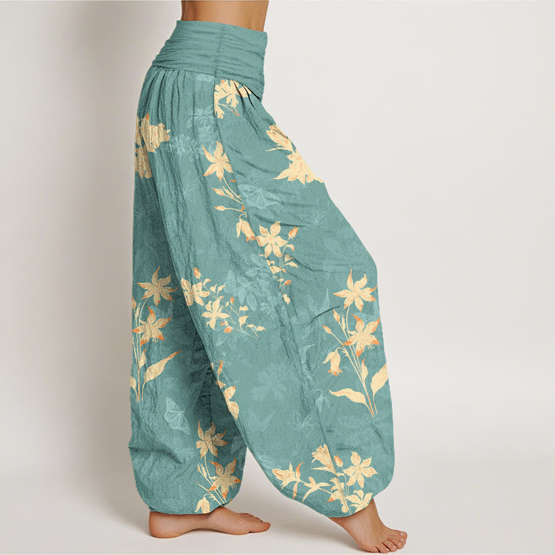 Pure Cotton Botanical Print Mindful Movement Harem Pants