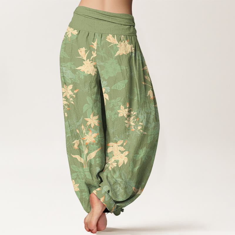 Pure Cotton Botanical Print Mindful Movement Harem Pants
