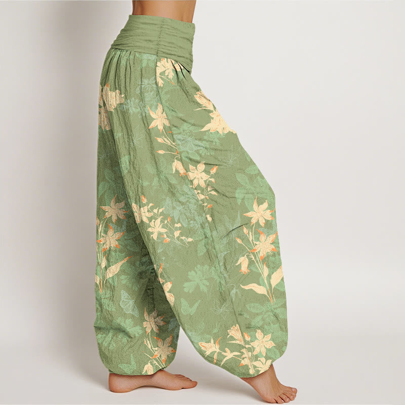 Pure Cotton Botanical Print Mindful Movement Harem Pants