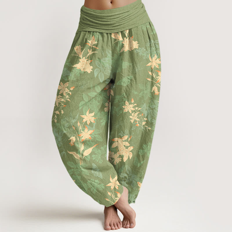 Pure Cotton Botanical Print Mindful Movement Harem Pants