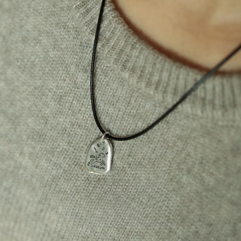 999 Sterling Silver Lucky Horse Charm Year Of The Horse 925 Sterling Silver Chain Blessing Necklace Pendants