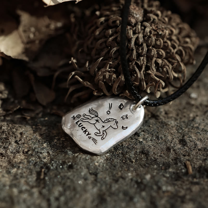 999 Sterling Silver Lucky Horse Charm Year Of The Horse 925 Sterling Silver Chain Blessing Necklace Pendants
