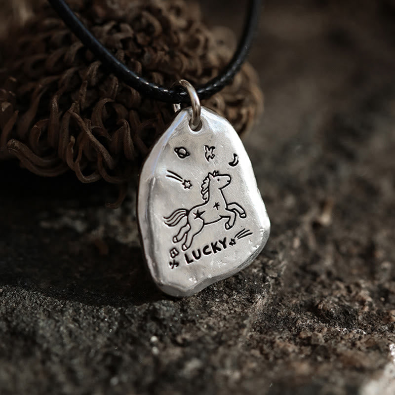 999 Sterling Silver Lucky Horse Charm Year Of The Horse 925 Sterling Silver Chain Blessing Necklace Pendants