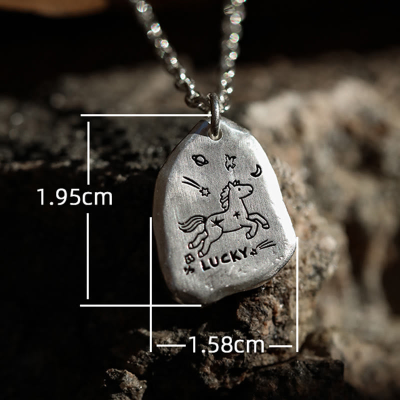 999 Sterling Silver Lucky Horse Charm Year Of The Horse 925 Sterling Silver Chain Blessing Necklace Pendants