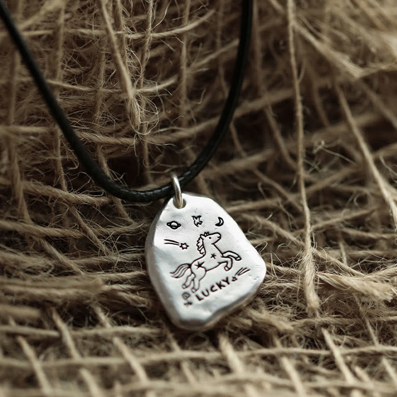999 Sterling Silver Lucky Horse Charm Year Of The Horse 925 Sterling Silver Chain Blessing Necklace Pendants
