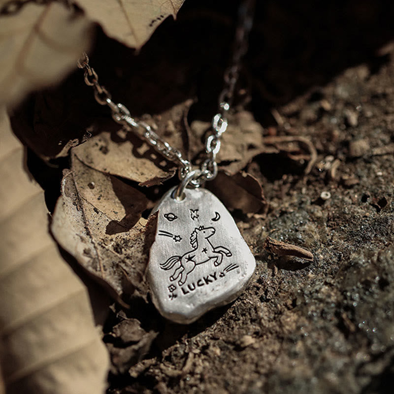 999 Sterling Silver Lucky Horse Charm Year Of The Horse 925 Sterling Silver Chain Blessing Necklace Pendants