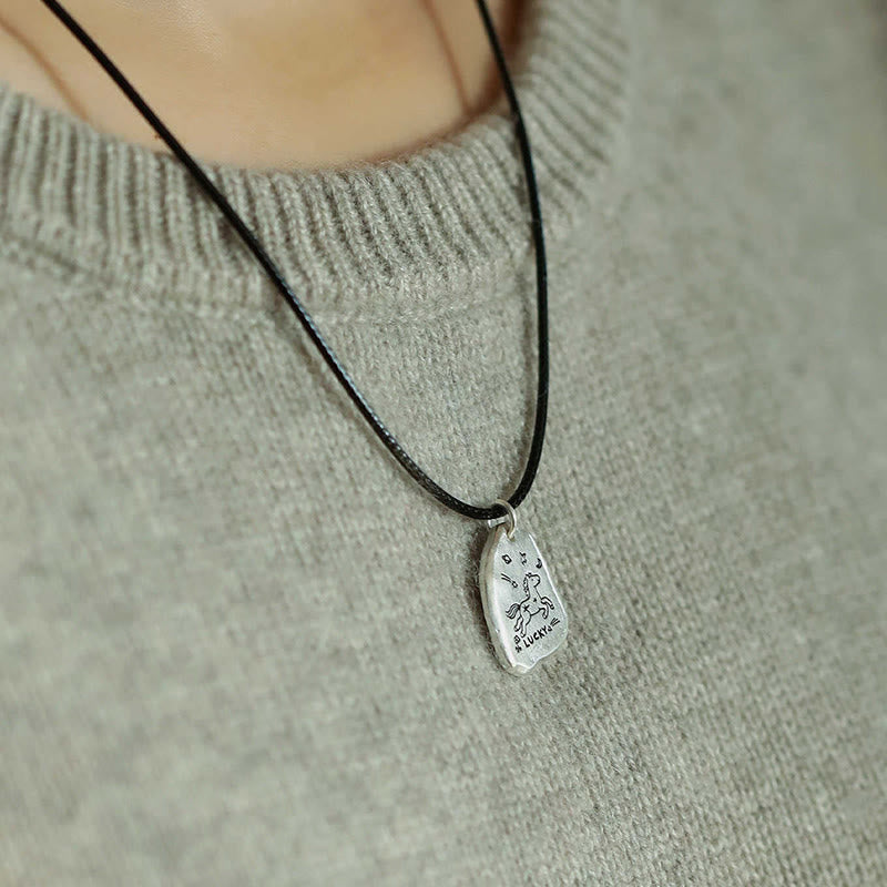 999 Sterling Silver Lucky Horse Charm Year Of The Horse 925 Sterling Silver Chain Blessing Necklace Pendants