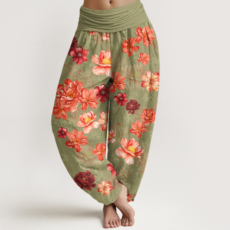 Pure Cotton Botanical Print Mindful Movement Harem Pants