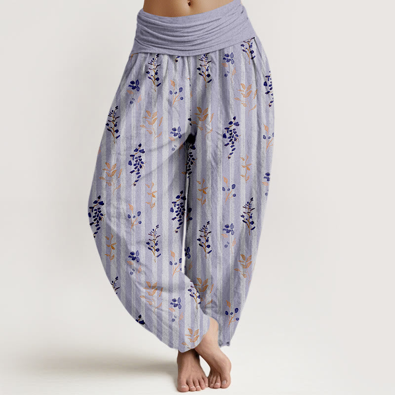 Pure Cotton Botanical Print Elastic Waist Meditation Harem Pants