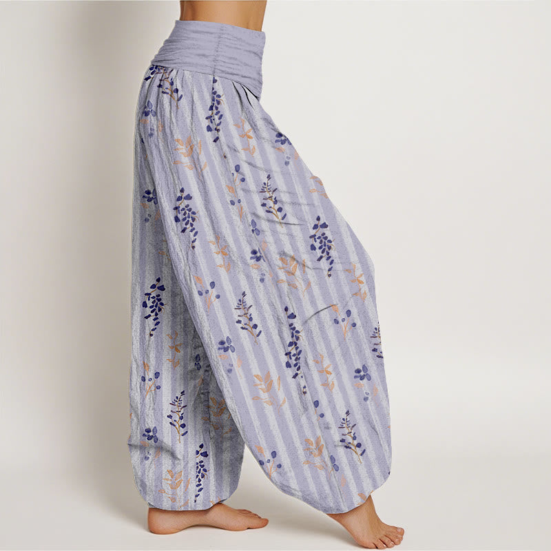 Pure Cotton Botanical Print Elastic Waist Meditation Harem Pants