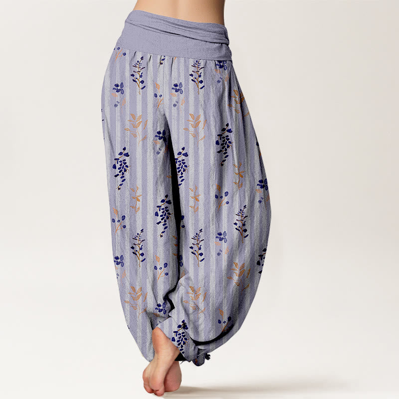 Pure Cotton Botanical Print Elastic Waist Meditation Harem Pants