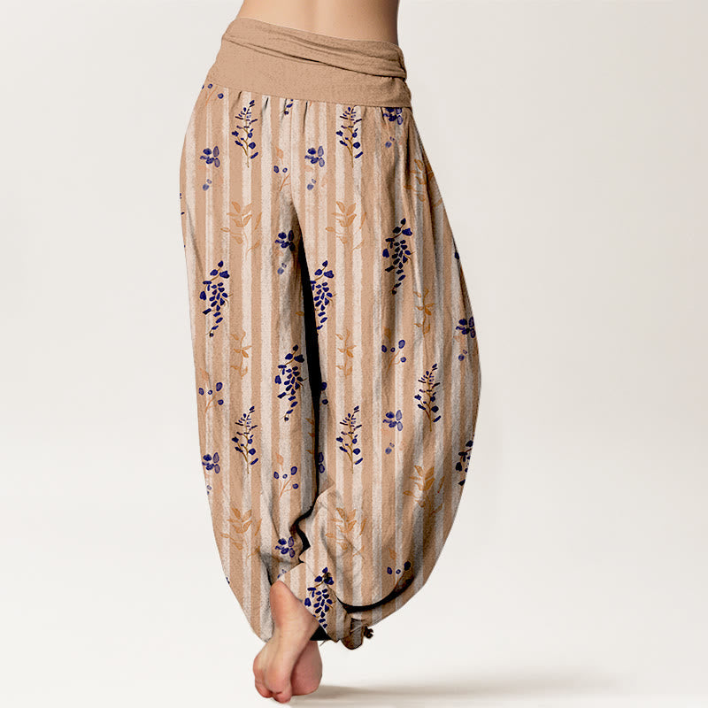 Pure Cotton Botanical Print Elastic Waist Meditation Harem Pants