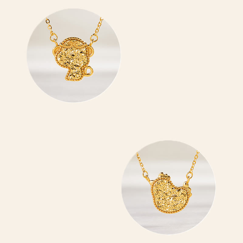 Year Of The Horse Chinese Zodiac 925 Sterling Silver Coin Design Blessing Chain Necklace Pendants