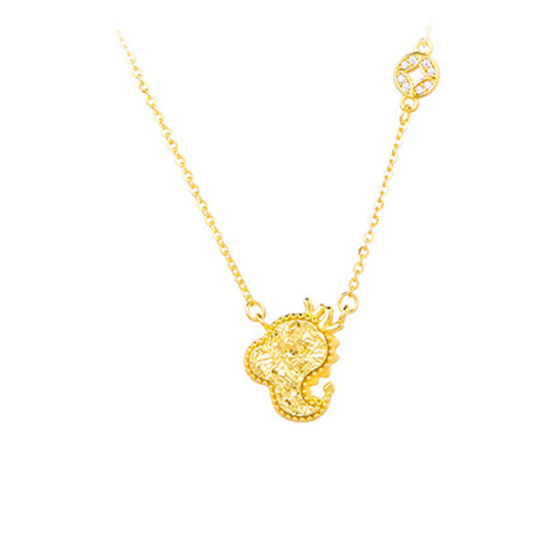 Year Of The Horse Chinese Zodiac 925 Sterling Silver Coin Design Blessing Chain Necklace Pendants
