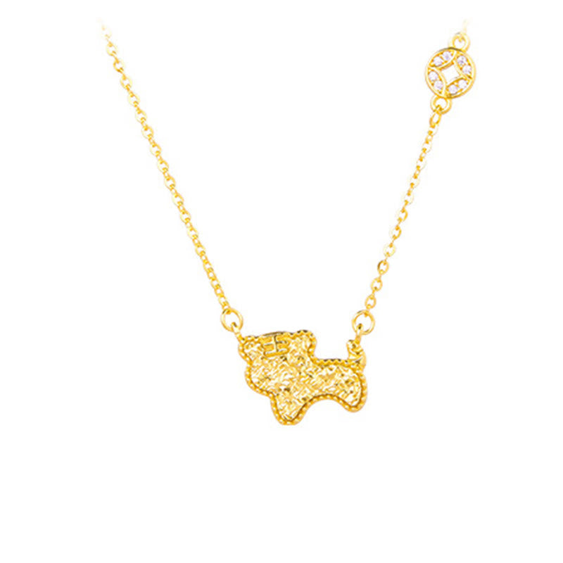 Year Of The Horse Chinese Zodiac 925 Sterling Silver Coin Design Blessing Chain Necklace Pendants