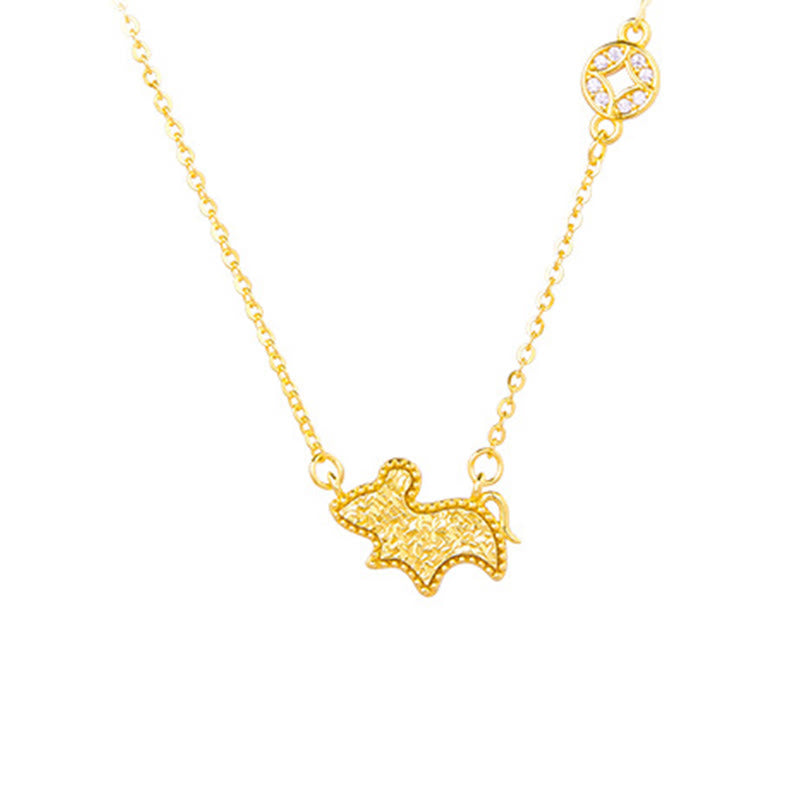 Year Of The Horse Chinese Zodiac 925 Sterling Silver Coin Design Blessing Chain Necklace Pendants