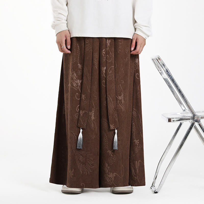 Tactile Jacquard Corduroy Wide-Leg Grounding Trousers