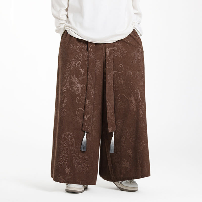 Tactile Jacquard Corduroy Wide-Leg Grounding Trousers