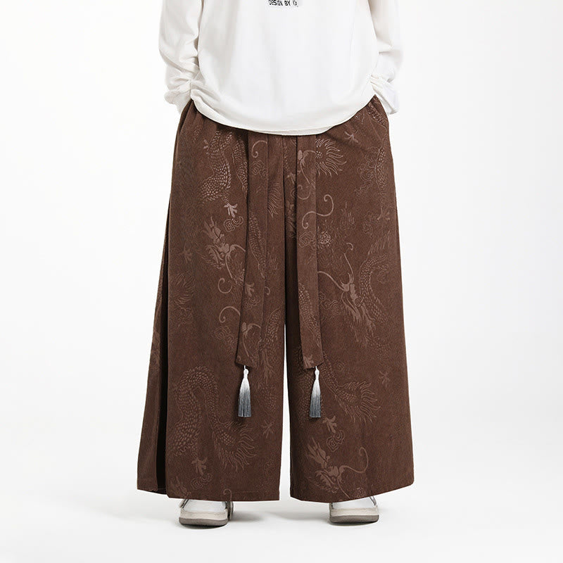 Tactile Jacquard Corduroy Wide-Leg Grounding Trousers