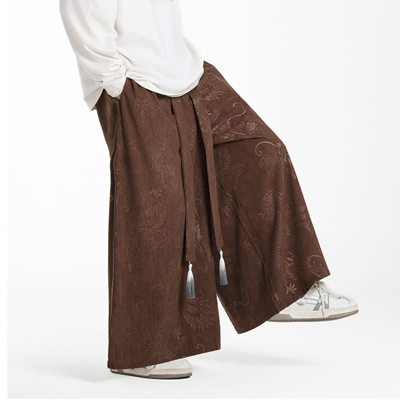 Tactile Jacquard Corduroy Wide-Leg Grounding Trousers
