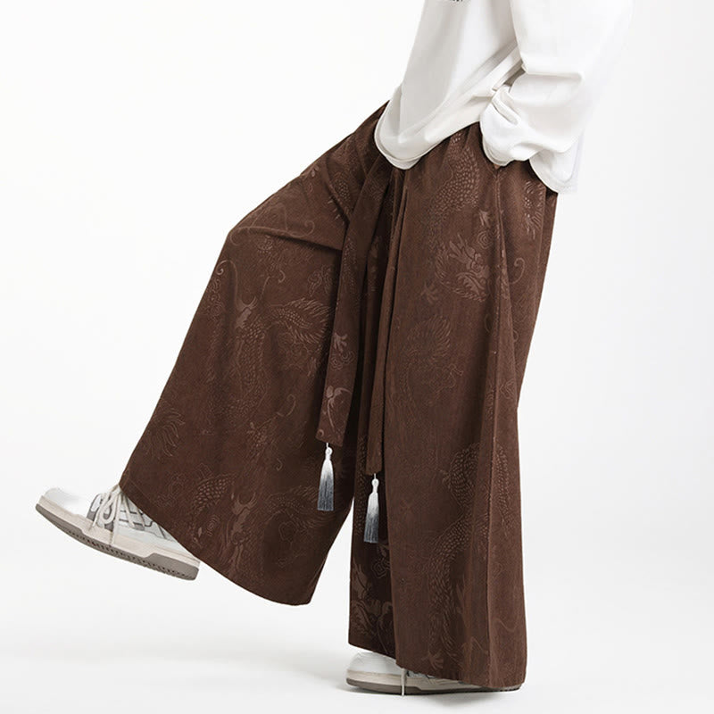 Tactile Jacquard Corduroy Wide-Leg Grounding Trousers