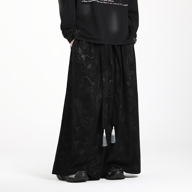 Tactile Jacquard Corduroy Wide-Leg Grounding Trousers