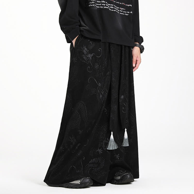 Tactile Jacquard Corduroy Wide-Leg Grounding Trousers