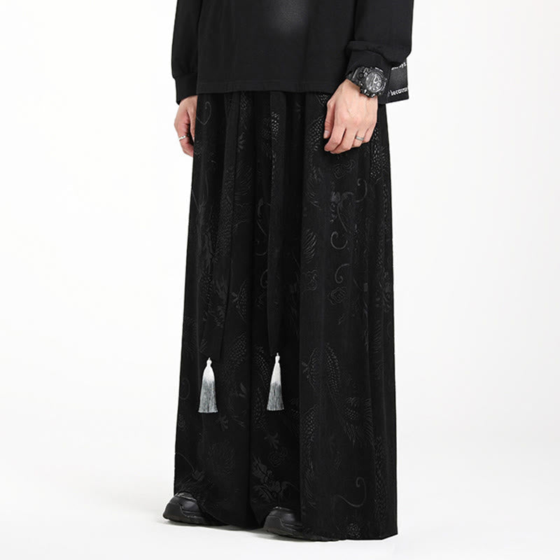 Tactile Jacquard Corduroy Wide-Leg Grounding Trousers